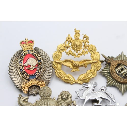 1155 - Ten military cap badges to include Machine Gun Corps, Manchester, Royal New Zealand Infantry Regimen... 