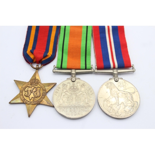 1157 - Three mounted WWII medals to include Burma Star, Defence Medal etc.