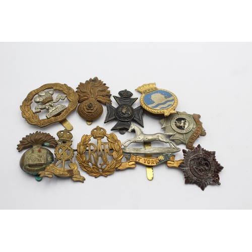 1160 - A collection of military cap badges to include RAF, R.N.X.S etc.