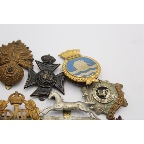 1160 - A collection of military cap badges to include RAF, R.N.X.S etc.