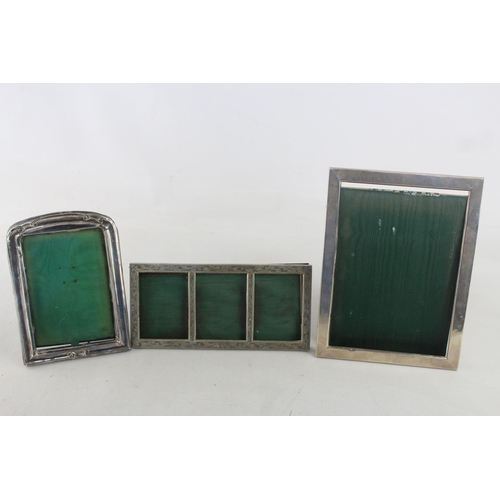 1187 - Three hallmarked sterling silver photograph frames - approx. gross weight 489 grams