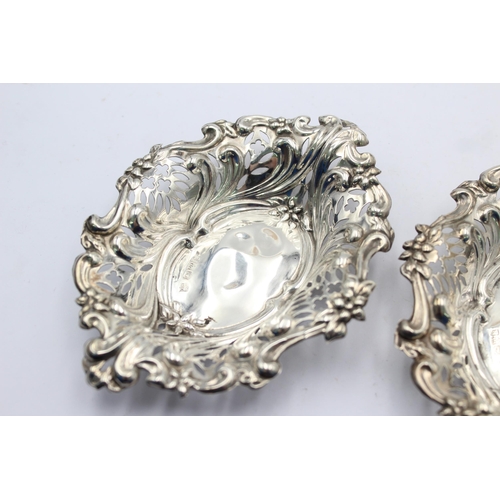 1196 - A pair of antique George Nathan & Ridley Hayes hallmarked Chester sterling silver bon bon dishes - a... 