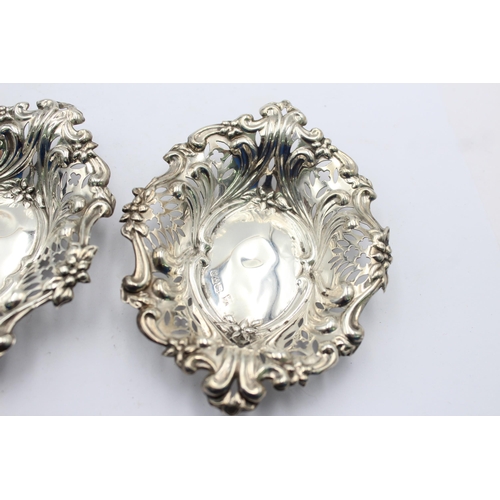 1196 - A pair of antique George Nathan & Ridley Hayes hallmarked Chester sterling silver bon bon dishes - a... 