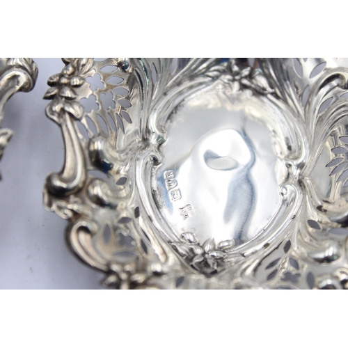 1196 - A pair of antique George Nathan & Ridley Hayes hallmarked Chester sterling silver bon bon dishes - a... 