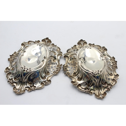 1196 - A pair of antique George Nathan & Ridley Hayes hallmarked Chester sterling silver bon bon dishes - a... 