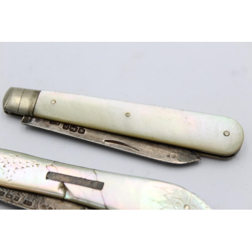 1210 - Two antique hallmarked sterling silver pocket knives - approx. gross weight 50 grams