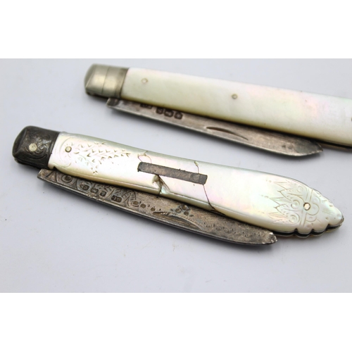 1210 - Two antique hallmarked sterling silver pocket knives - approx. gross weight 50 grams