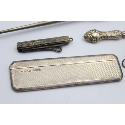 1217 - Five hallmarked sterling silver vanity items to include comb, compact mirror etc. - approx. gross we... 