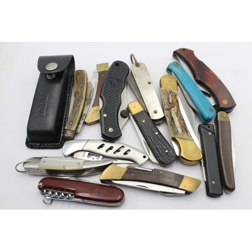 1231 - Fifteen vintage pocket knives to include early 20th century W. Saynor stag horn etc.