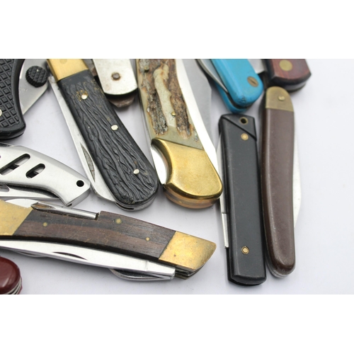 1231 - Fifteen vintage pocket knives to include early 20th century W. Saynor stag horn etc.