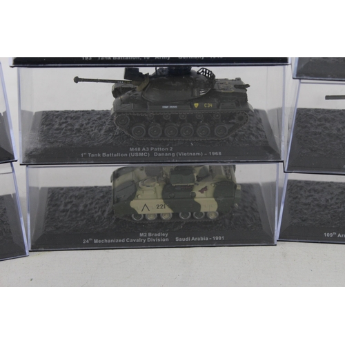 332 - Fifteen boxed diecast model tanks to include AMX-30B, KV-1E, Type 61 etc.