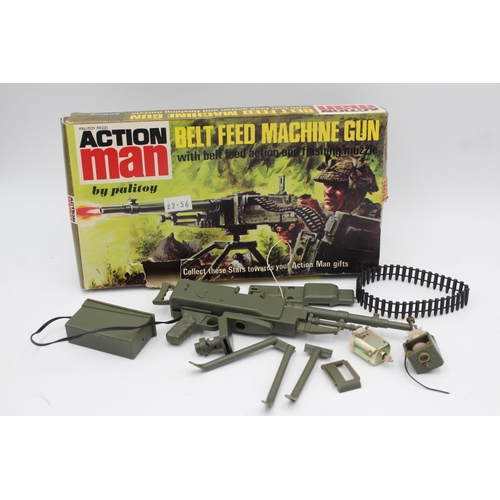 345 - A vintage boxed Palitoy Action Man belt feed machine gun toy with flashing muzzle