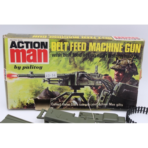 345 - A vintage boxed Palitoy Action Man belt feed machine gun toy with flashing muzzle