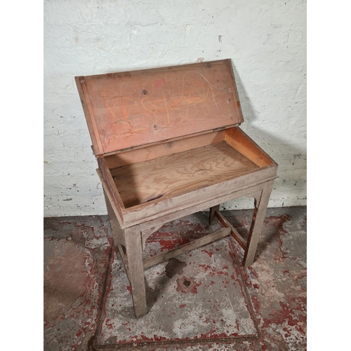 98 - A mid 20th century plywood child's desk - approx. 75cm high x 72cm wide x 41cm deep