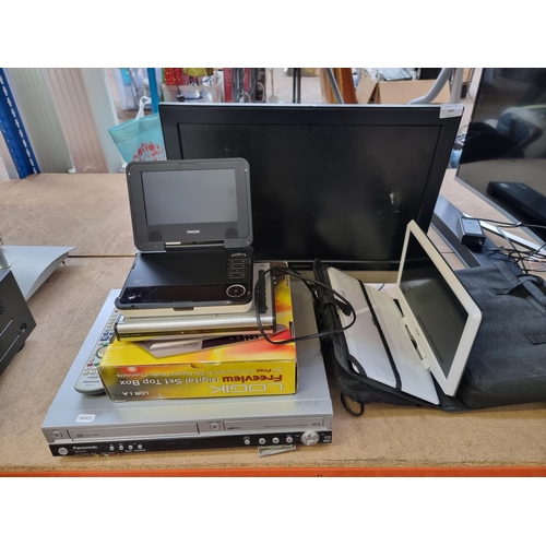 546 - Various electronic items to include portable DVD players, Panasonic VCR, Digihome 22