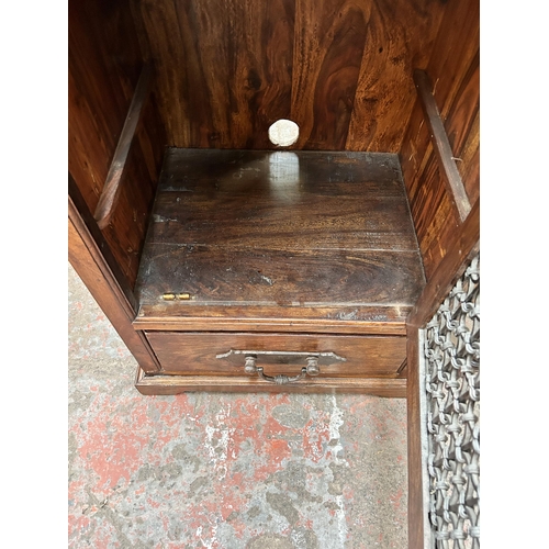 90 - Two pieces of furniture, one Victorian style pine square occasional table with turned supports - app... 