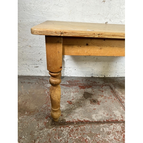 26 - A Victorian style pine rectangular farmhouse dining table with single drawer - approx. 76cm high x 8... 