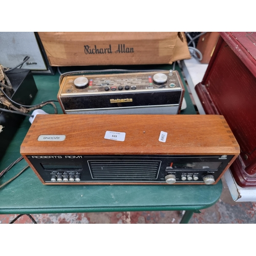 515 - Two vintage Roberts radios, one R600 three-band and one RCM1 three-band/alarm clock