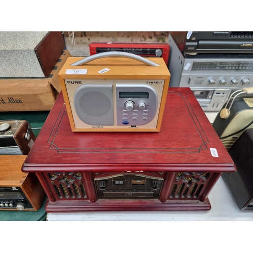 517 - Two items, one Pure Evoke-1 DAB radio and one Prolectrix retro style music system comprising three-s... 