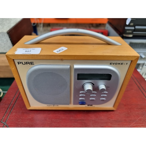 517 - Two items, one Pure Evoke-1 DAB radio and one Prolectrix retro style music system comprising three-s... 