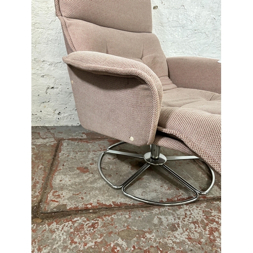 45 - A mid 20th century fabric upholstered and tubular metal armchair - approx. 87cm high x 73cm wide x 7... 