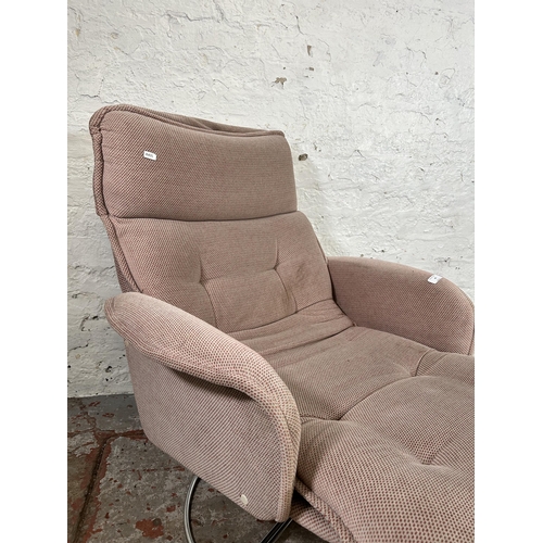 45 - A mid 20th century fabric upholstered and tubular metal armchair - approx. 87cm high x 73cm wide x 7... 
