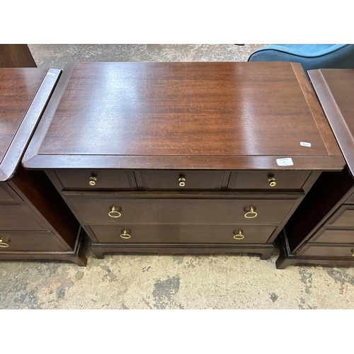 5 - A Stag Minstrel mahogany chest of three short over two long drawers - approx. 72cm high x 82cm wide ... 