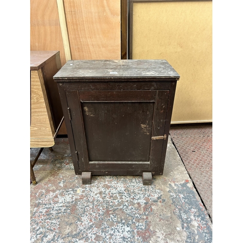 50 - A mid 20th century painted pine and plywood single door cabinet - approx. 76cm high x 63cm wide x 35... 