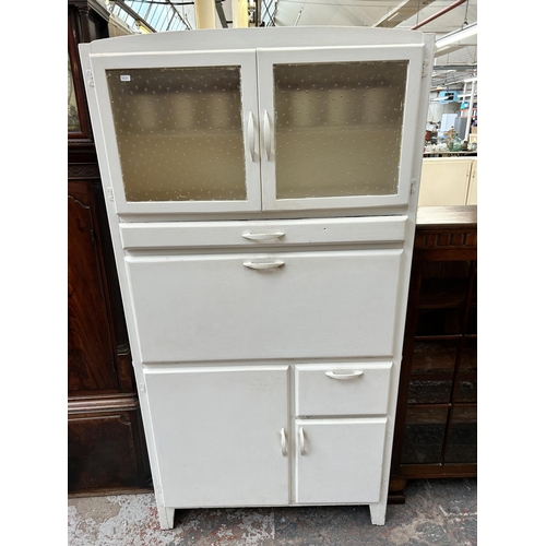 127 - A 1950s white painted kitchen cabinet - approx. 178cm high x 92cm wide x 40cm deep