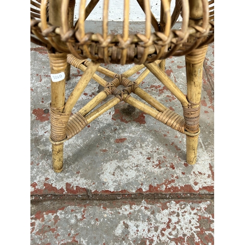 134 - A 1970s wicker and bamboo stool