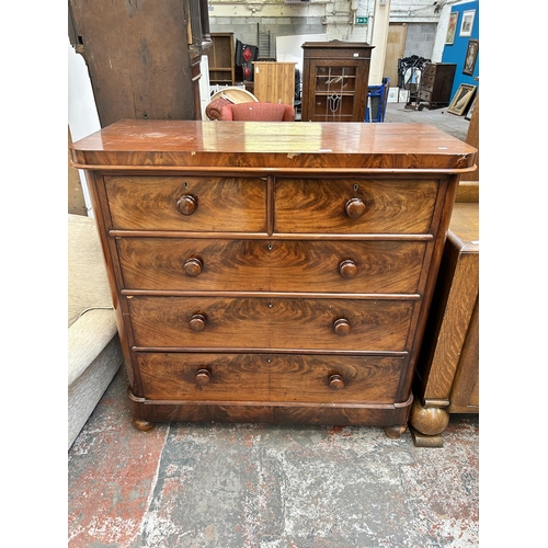 136 - A Victorian mahogany chest of two short over three long drawers - approx. 123cm high x 123cm wide x ... 