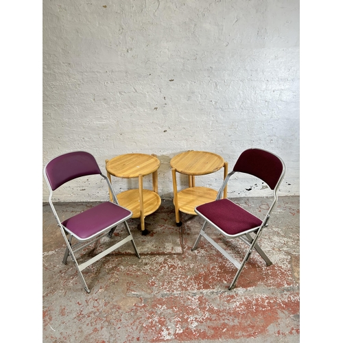 157A - Four items, pair of Sandler grey metal and fabric upholstered folding chairs and pair of Jens Quistg... 