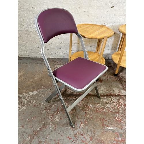 157A - Four items, pair of Sandler grey metal and fabric upholstered folding chairs and pair of Jens Quistg... 