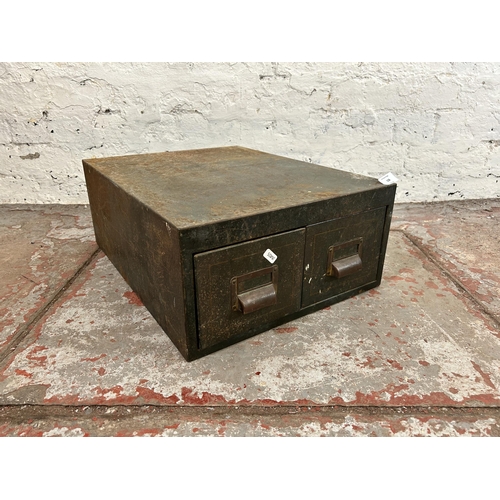 158 - A mid 20th century green metal two drawer index filing cabinet - approx. 19.5cm high x 40cm wide x 5... 