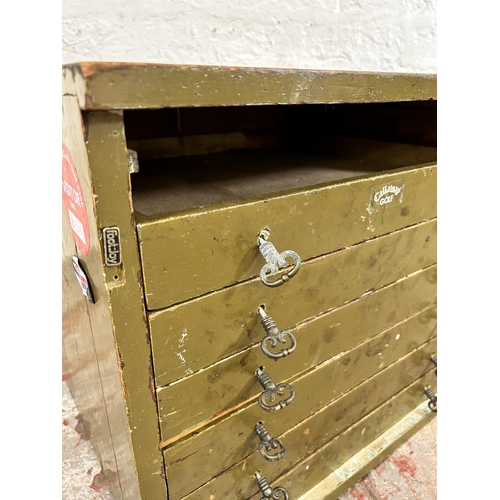 159 - An early/mid 20th century green painted pine engineer's tools chest - approx. 49cm high x 55cm wide ... 