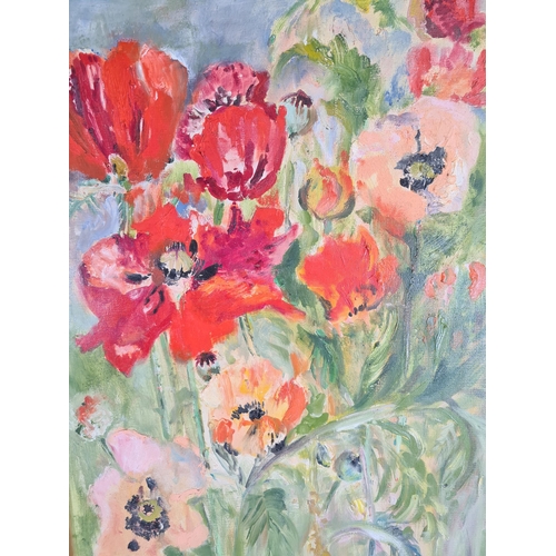 171 - A framed oil on canvas of a floral still life scene signed Bertha Burgoyne - approx. 75cm high x 54c... 