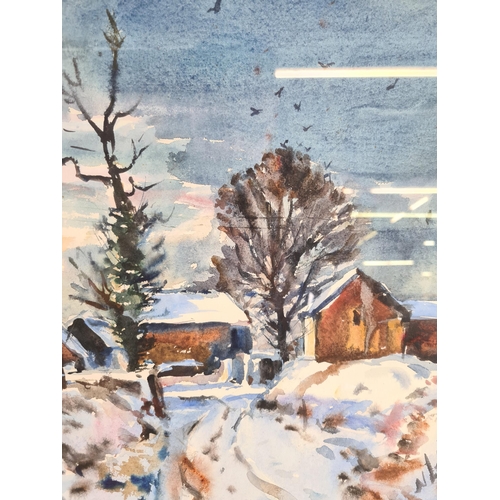 173 - A framed William Lyons Wilson watercolour of a winter landscape scene - approx. 40cm high x 47cm wid... 