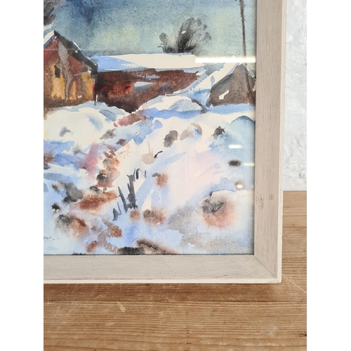 173 - A framed William Lyons Wilson watercolour of a winter landscape scene - approx. 40cm high x 47cm wid... 