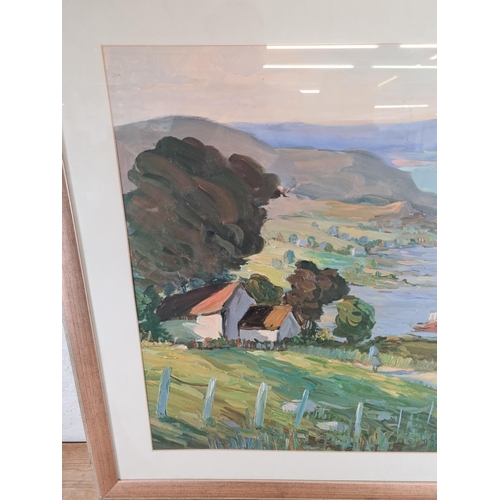 180 - A framed Hugh O'Neil landscape print - approx. 81cm x 100cm wide