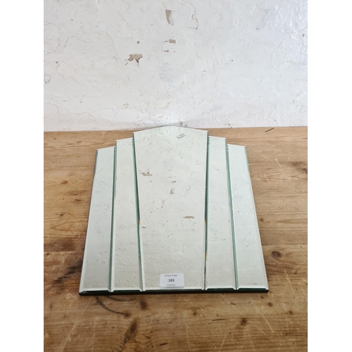 183 - An Art Deco style bevelled edge wall mirror - approx. 50cm high x 40cm wide