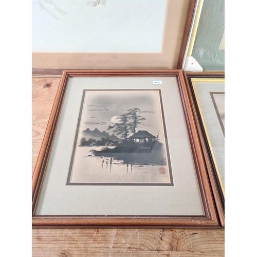 192 - Four Oriental framed pictures