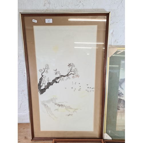 192 - Four Oriental framed pictures