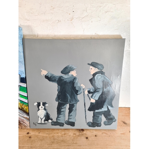 193A - Two unframed oils on canvas in the manner of Norman Cornish, both signed lower left - largest approx... 