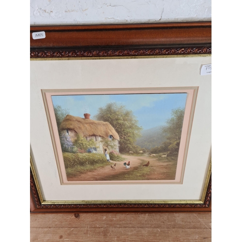 195A - A framed Raymond Gilronan oil painting of a cottage scene - approx. 54cm high x 60cm wide