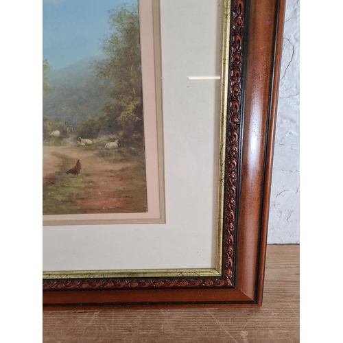 195A - A framed Raymond Gilronan oil painting of a cottage scene - approx. 54cm high x 60cm wide