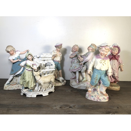 250 - Six antique German Bisque porcelain figurines to include Gebrüder Heubach etc.