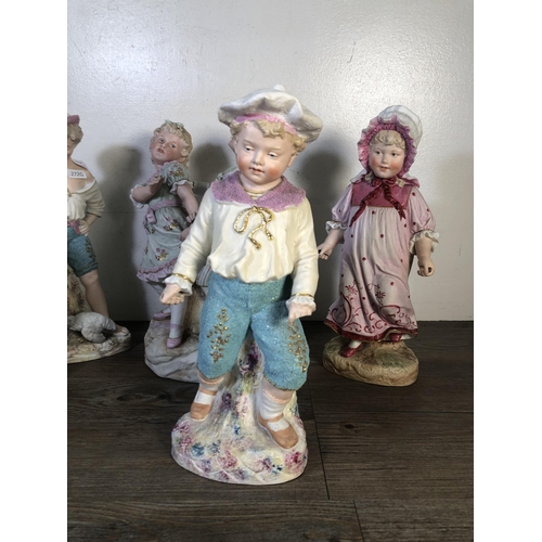 250 - Six antique German Bisque porcelain figurines to include Gebrüder Heubach etc.