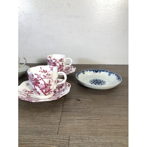 257 - Eleven pieces of antique china to include two Coalport cups and saucers, Royal Worcester cup and sau... 