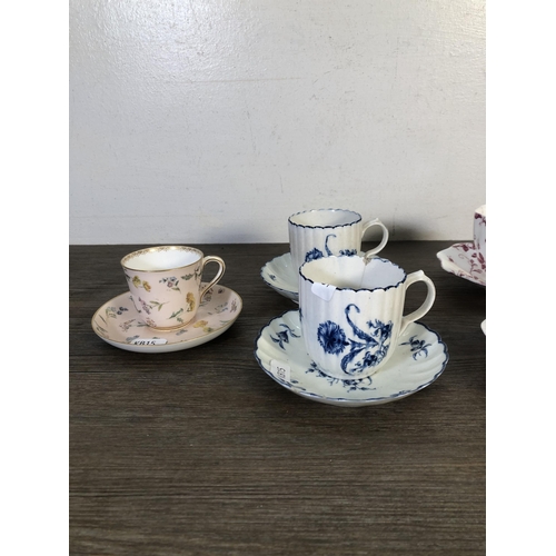 257 - Eleven pieces of antique china to include two Coalport cups and saucers, Royal Worcester cup and sau... 