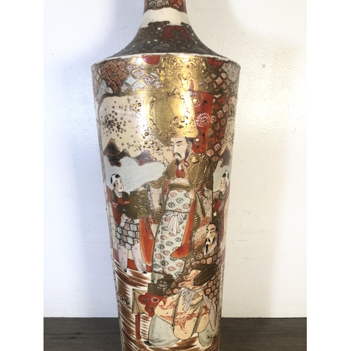 269 - A Japanese Satsuma pottery bottle neck vase - approx. 63cm high